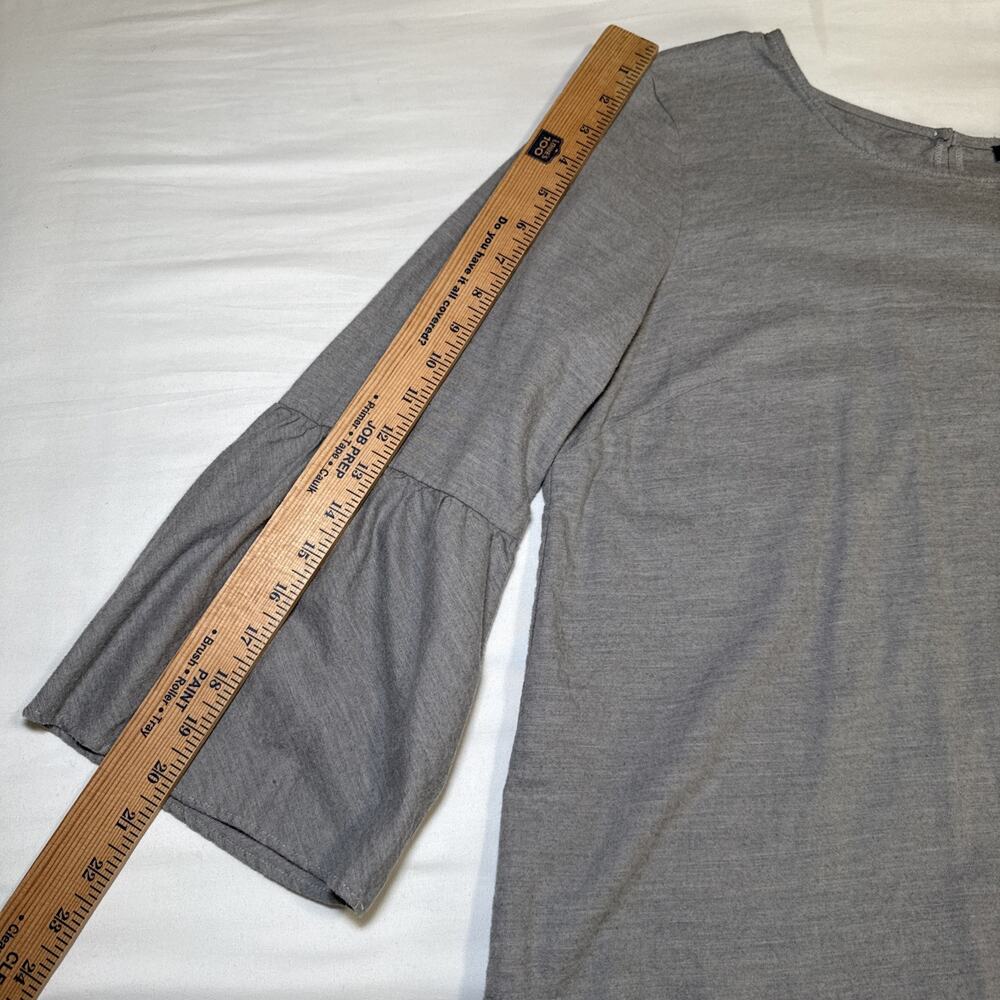 J Crew Mercantile Womens Gray Long Bell Sleeve Top 100% Cotton Shirt Sz 14 EUC - Picture 8 of 11